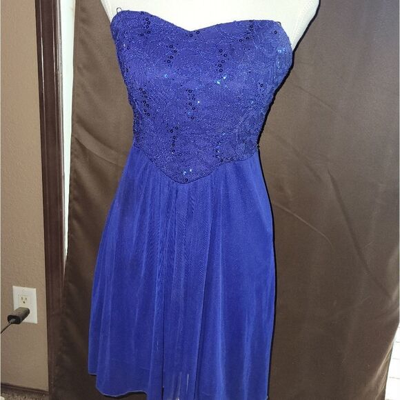 Blue Strapless Dress  - Picture 1 of 4